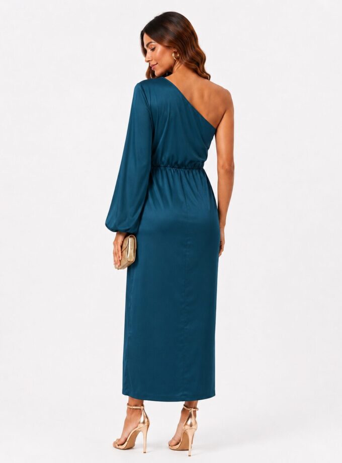 Vestido raso petróleo