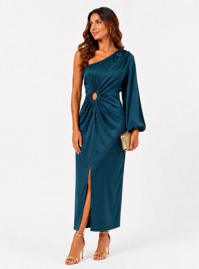 Vestido raso petróleo