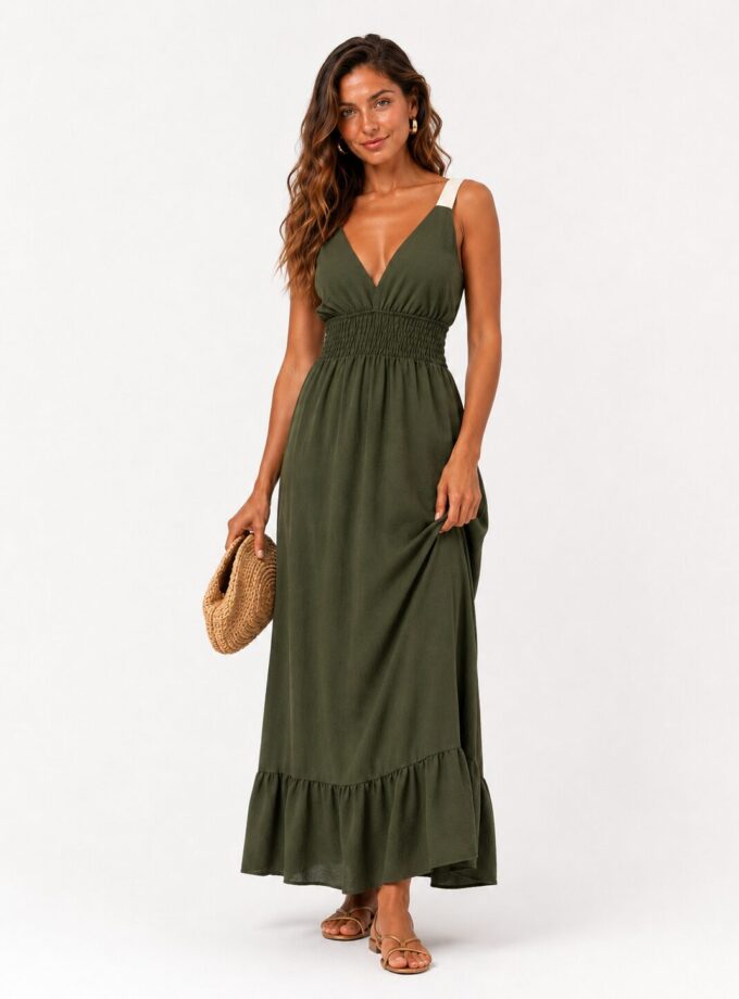 Vestido bicolor verde