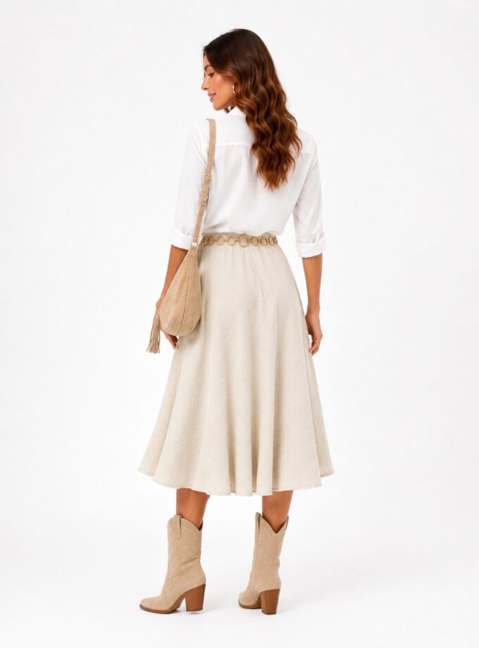 Falda midi beige