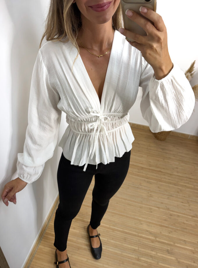 Blusa lazos blanca