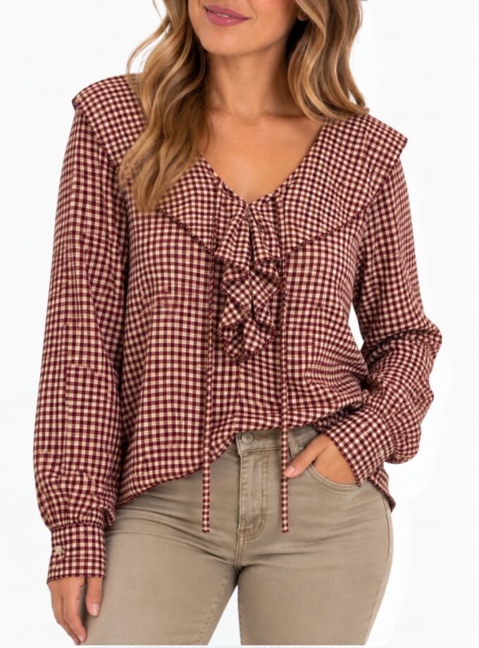 Blusa vichy burdeos