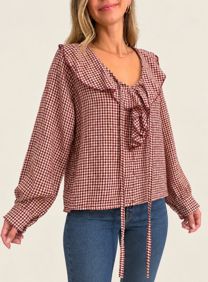 Blusa vichy burdeos