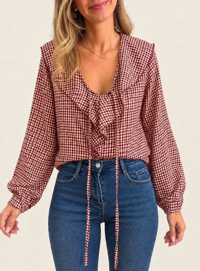 Blusa vichy burdeos